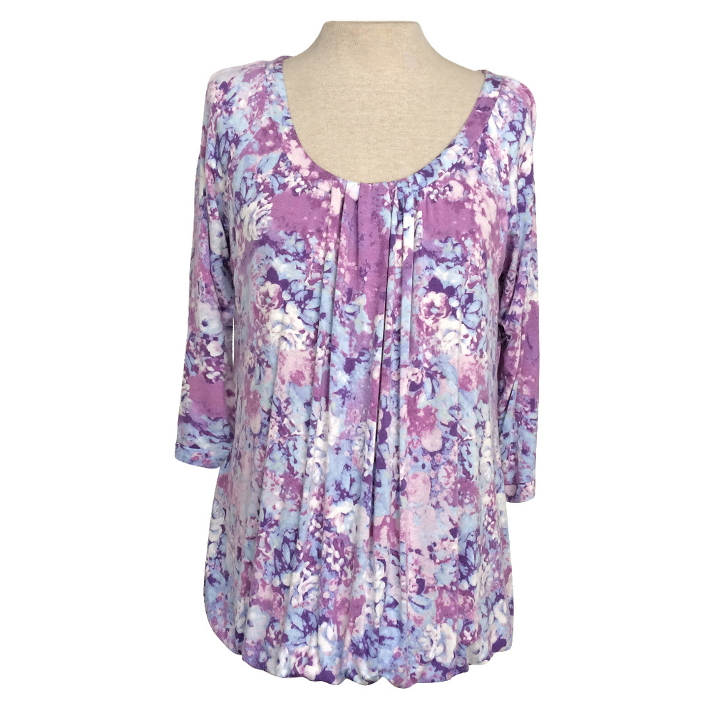 Denver Hayes Purple Watercolor Floral SOFT Shirt M